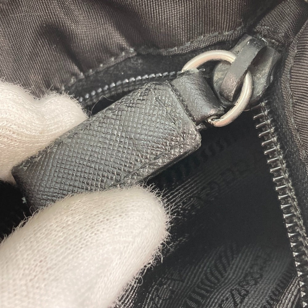 PRADA Shoulder Bag Nylon black Crossbody pochette bag Triangle logo plate Women Secondhand Authentic