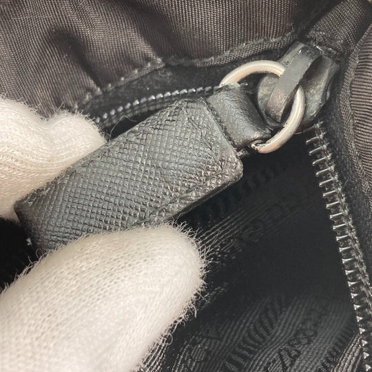 PRADA Shoulder Bag Nylon black Crossbody pochette bag Triangle logo plate Women Secondhand Authentic