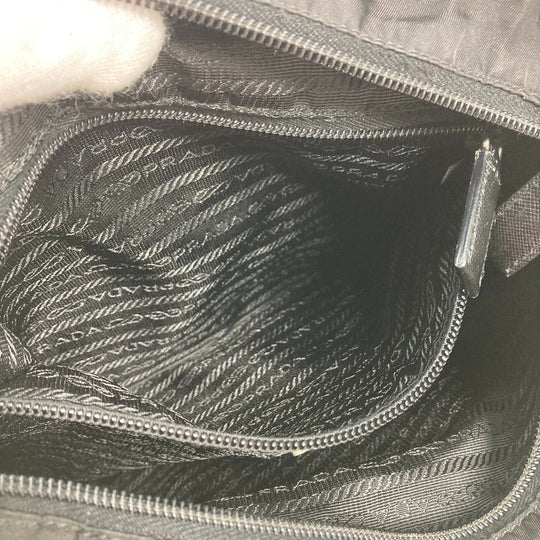 PRADA Shoulder Bag Nylon black Crossbody pochette bag Triangle logo plate Women Secondhand Authentic