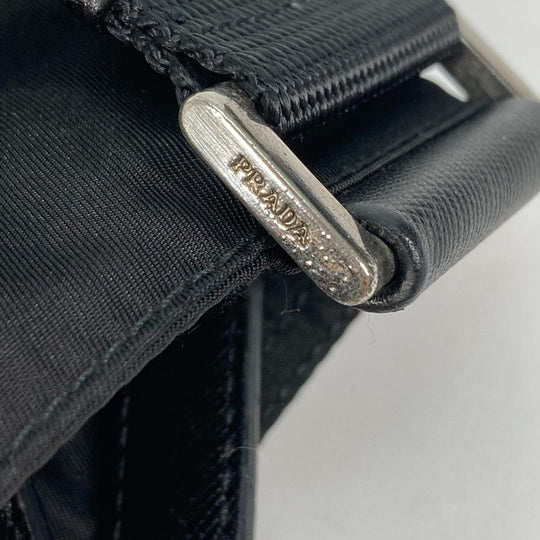 PRADA Shoulder Bag Nylon black Crossbody pochette bag Triangle logo plate Women Secondhand Authentic