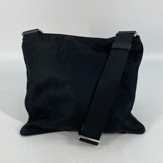 PRADA Shoulder Bag Nylon black Crossbody pochette bag Triangle logo plate Women Secondhand Authentic