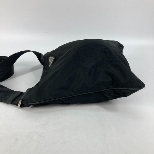 PRADA Shoulder Bag Nylon black Crossbody pochette bag Triangle logo plate Women Secondhand Authentic