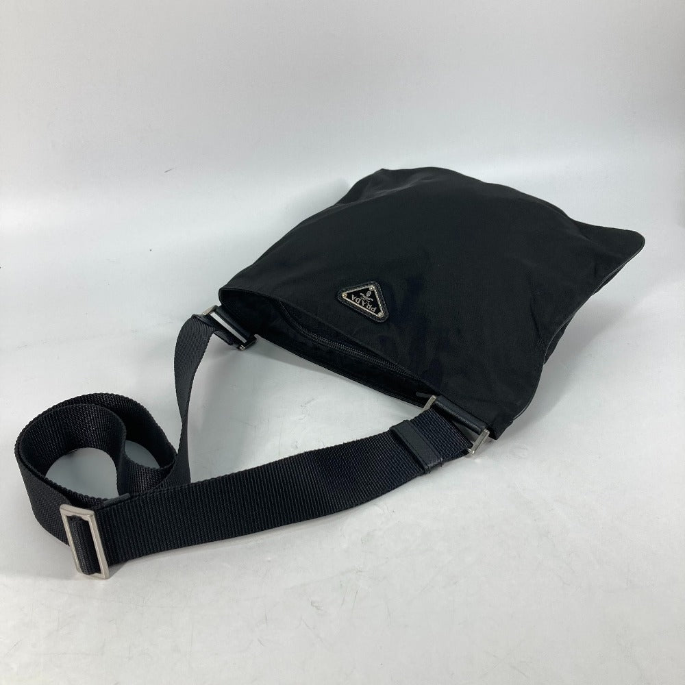 PRADA Shoulder Bag Nylon black Crossbody pochette bag Triangle logo plate Women Secondhand Authentic