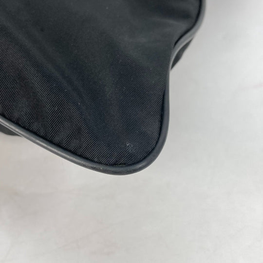 PRADA Shoulder Bag Nylon black Crossbody pochette bag Triangle logo plate Women Secondhand Authentic
