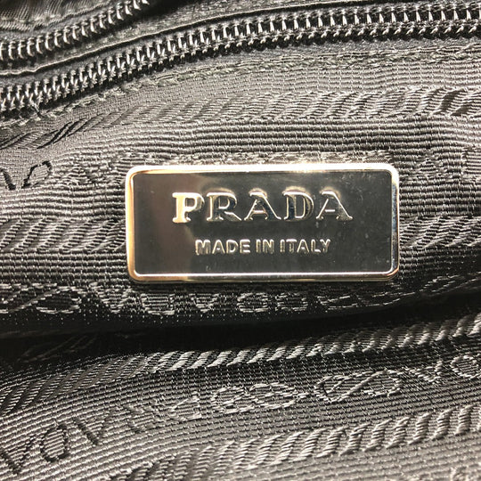 PRADA Shoulder Bag Nylon black Triangle With logo unisex(Unisex) Used Authentic