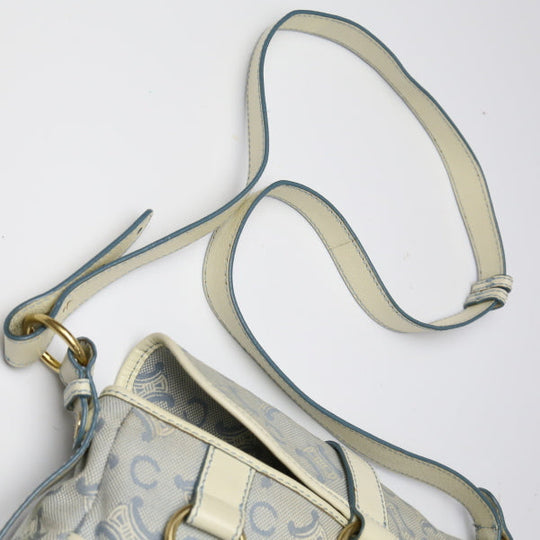 CELINE Shoulder Bag Canvas, Leather light blue Diagonal Women Used Authentic