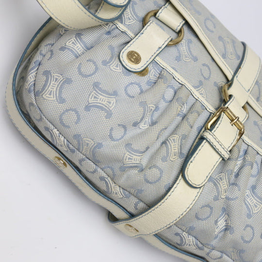 CELINE Shoulder Bag Canvas, Leather light blue Diagonal Women Used Authentic