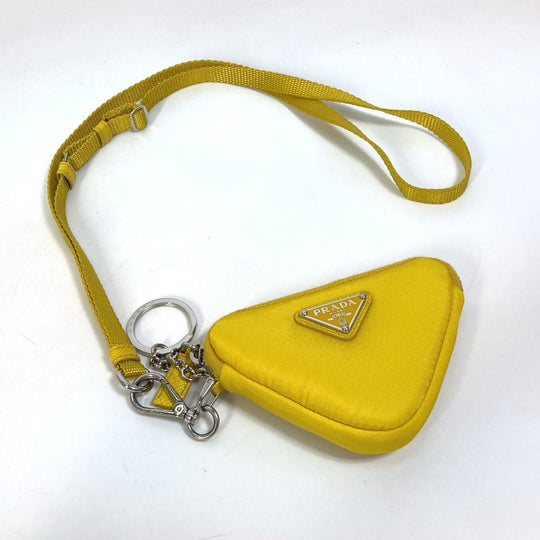 PRADA Pouch 2TT140 Nylon yellow triangular plate Re Nylon Triangle mens Used Authentic