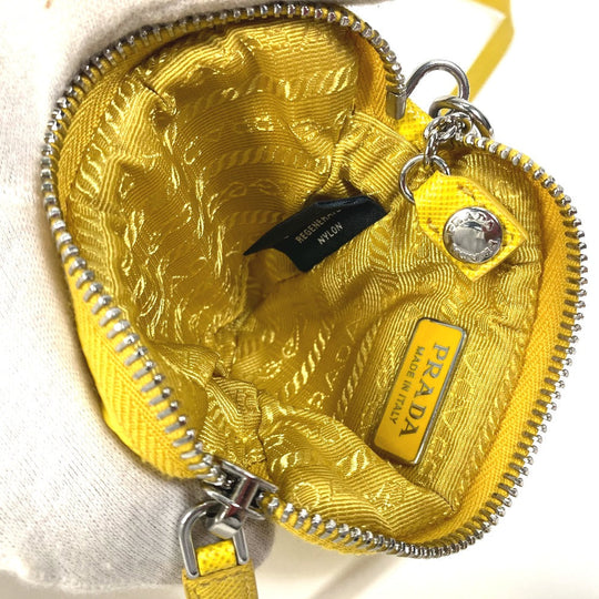 PRADA Pouch 2TT140 Nylon yellow triangular plate Re Nylon Triangle mens Used Authentic