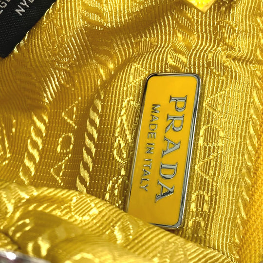 PRADA Pouch 2TT140 Nylon yellow triangular plate Re Nylon Triangle mens Used Authentic