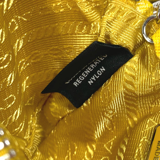 PRADA Pouch 2TT140 Nylon yellow triangular plate Re Nylon Triangle mens Used Authentic