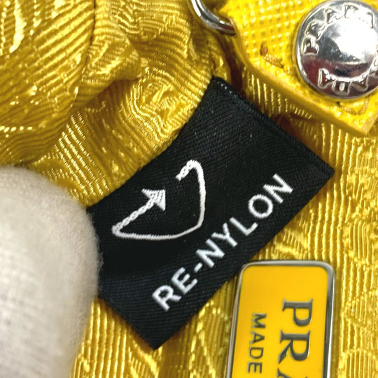PRADA Pouch 2TT140 Nylon yellow triangular plate Re Nylon Triangle mens Used Authentic