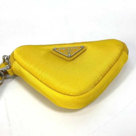 PRADA Pouch 2TT140 Nylon yellow triangular plate Re Nylon Triangle mens Used Authentic
