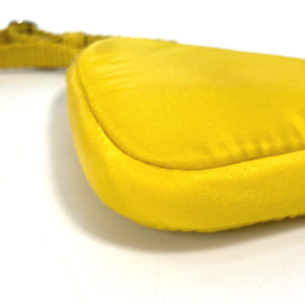 PRADA Pouch 2TT140 Nylon yellow triangular plate Re Nylon Triangle mens Used Authentic