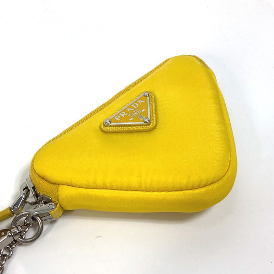 PRADA Pouch 2TT140 Nylon yellow triangular plate Re Nylon Triangle mens Used Authentic