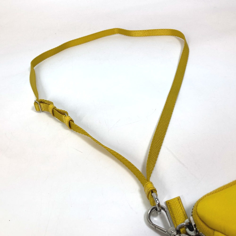PRADA Pouch 2TT140 Nylon yellow triangular plate Re Nylon Triangle mens Used Authentic