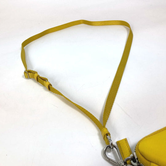 PRADA Pouch 2TT140 Nylon yellow triangular plate Re Nylon Triangle mens Used Authentic