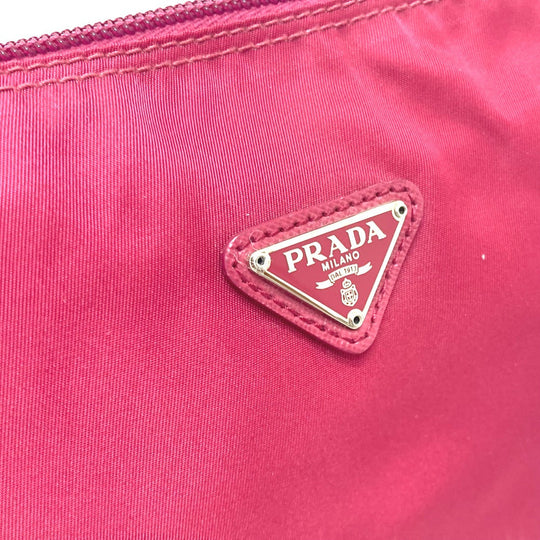 PRADA Pouch Nylon Red triangle plate Women Used Authentic