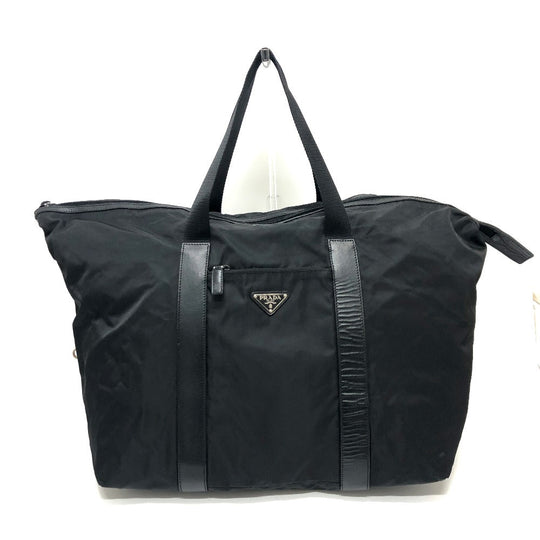PRADA Boston Duffel bag V49Z Nylon / leather black triangle plate Women Used Authentic