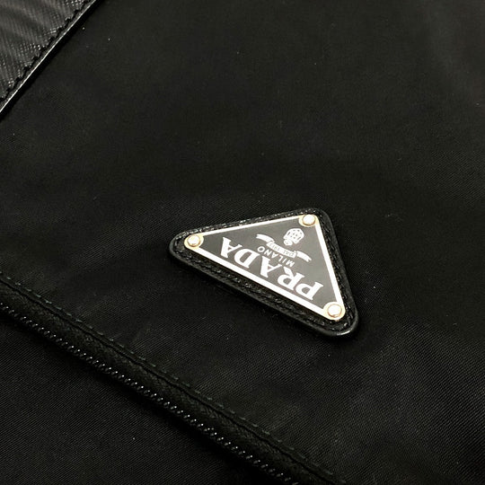 PRADA Boston Duffel bag V49Z Nylon / leather black triangle plate Women Used Authentic