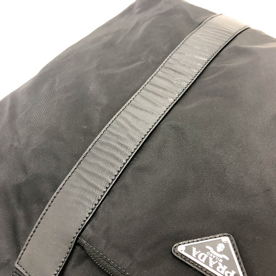 PRADA Boston Duffel bag V49Z Nylon / leather black triangle plate Women Used Authentic