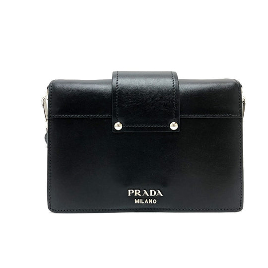 PRADA Shoulder Bag 1BD067 leather black ribbon
