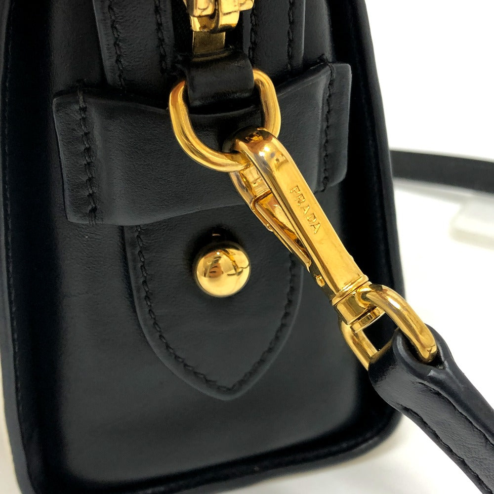 PRADA Shoulder Bag 1BH104 Safiano leather White / black logo Women Used Authentic