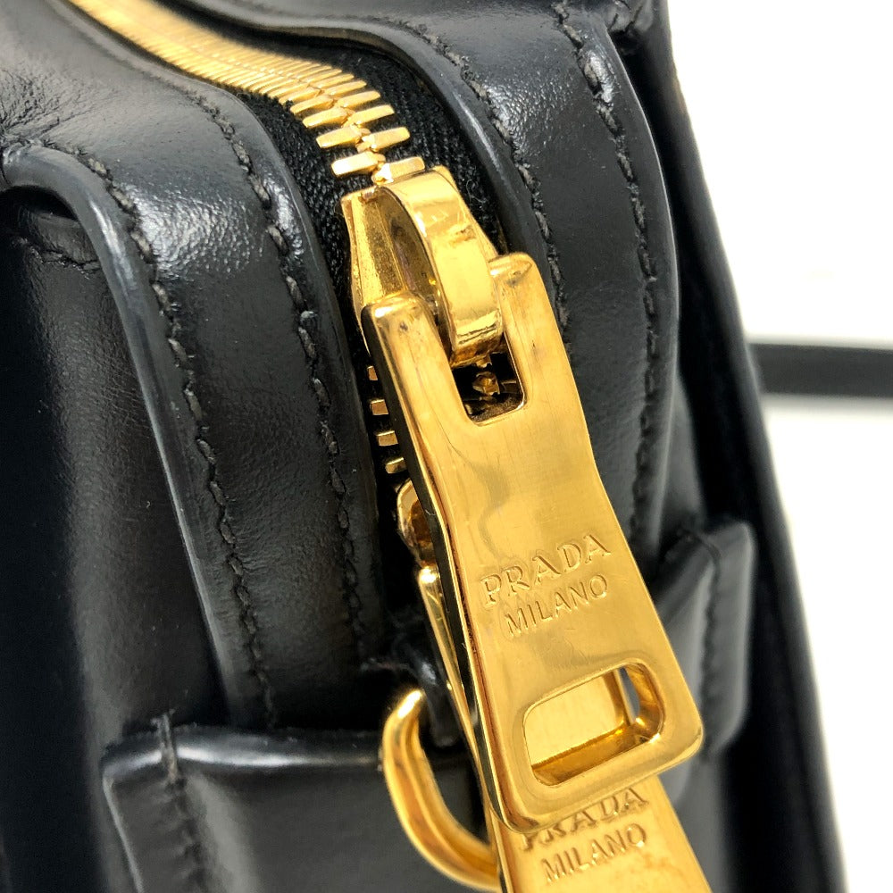 PRADA Shoulder Bag 1BH104 Safiano leather White / black logo Women Used Authentic