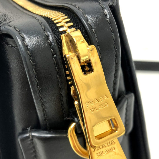 PRADA Shoulder Bag 1BH104 Safiano leather White / black logo Women Used Authentic
