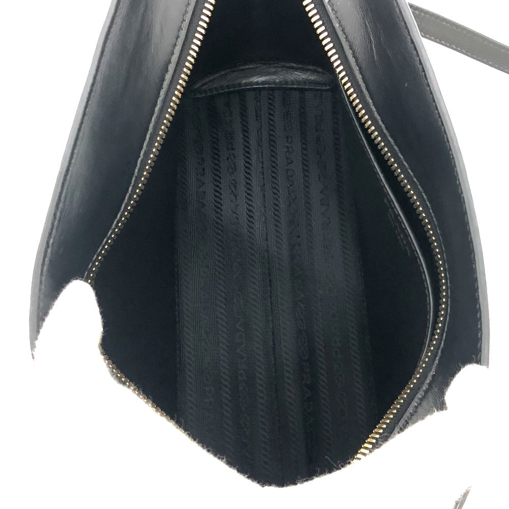 PRADA Shoulder Bag 1BH104 Safiano leather White / black logo Women Used Authentic