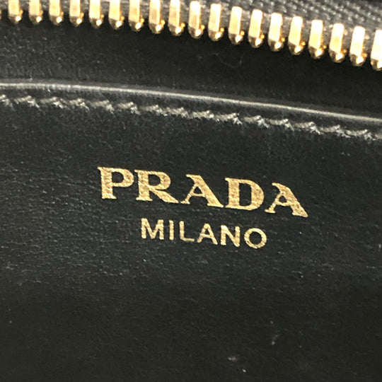 PRADA Shoulder Bag 1BH104 Safiano leather White / black logo Women Used Authentic