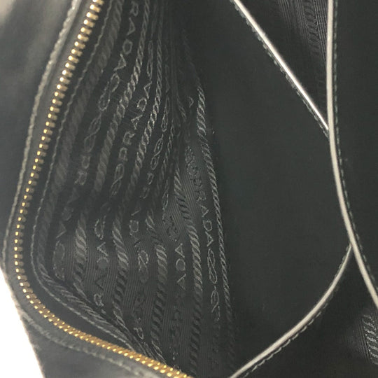 PRADA Shoulder Bag 1BH104 Safiano leather White / black logo Women Used Authentic