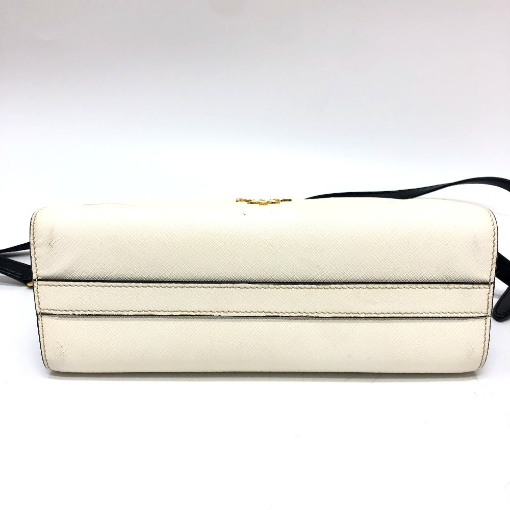 PRADA Shoulder Bag 1BH104 Safiano leather White / black logo Women Used Authentic