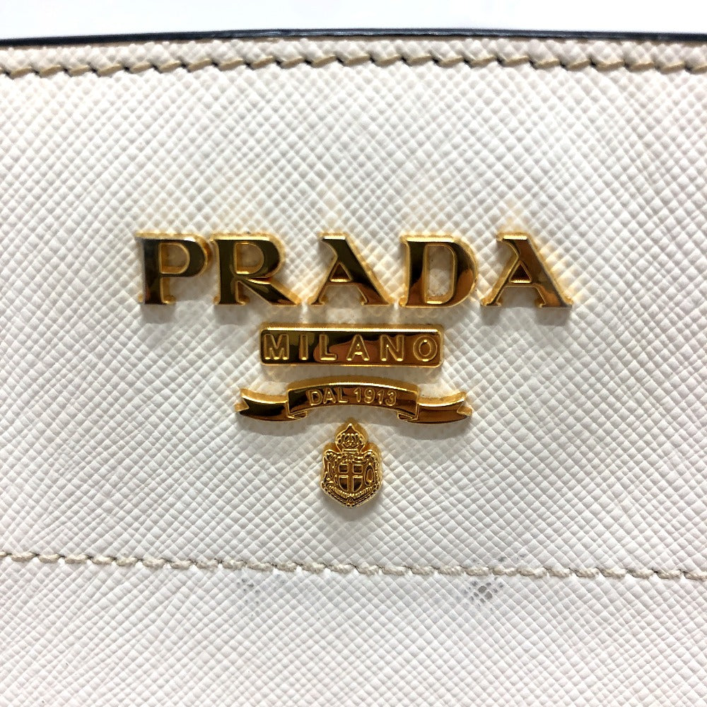 PRADA Shoulder Bag 1BH104 Safiano leather White / black logo Women Used Authentic