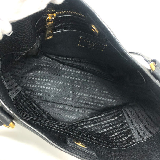 PRADA Tote Bag BR4970 leather black logo