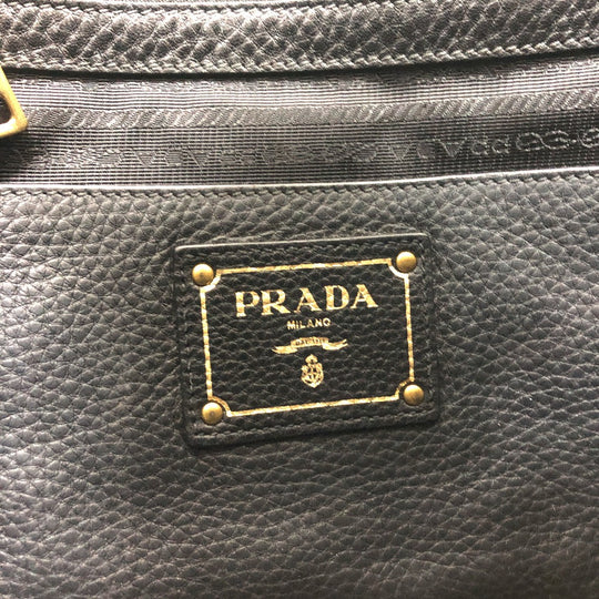 PRADA Tote Bag BR4970 leather black logo