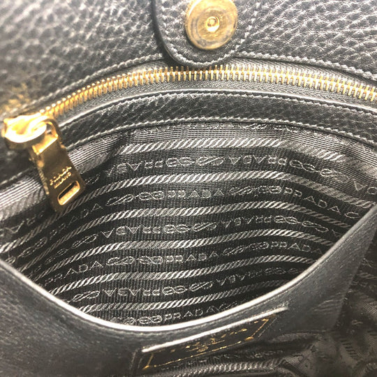 PRADA Tote Bag BR4970 leather black logo