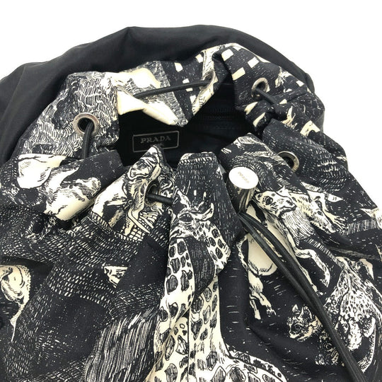 PRADA Backpack 2VZ135 Nylon black Animal total pattern