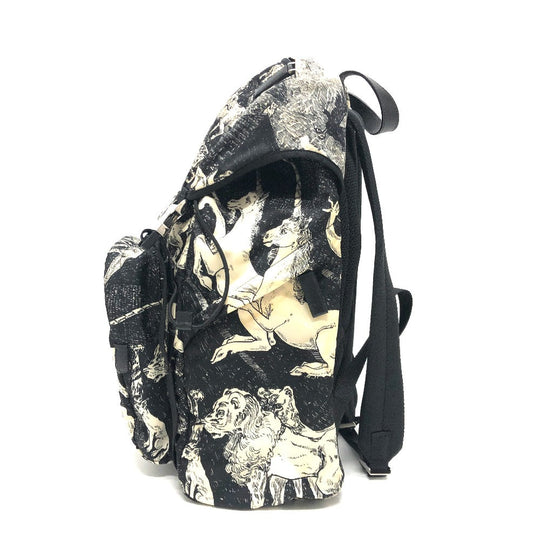 PRADA Backpack 2VZ135 Nylon black Animal total pattern