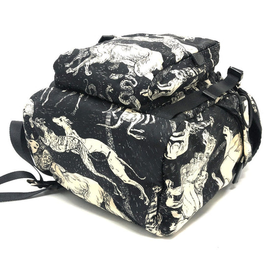 PRADA Backpack 2VZ135 Nylon black Animal total pattern