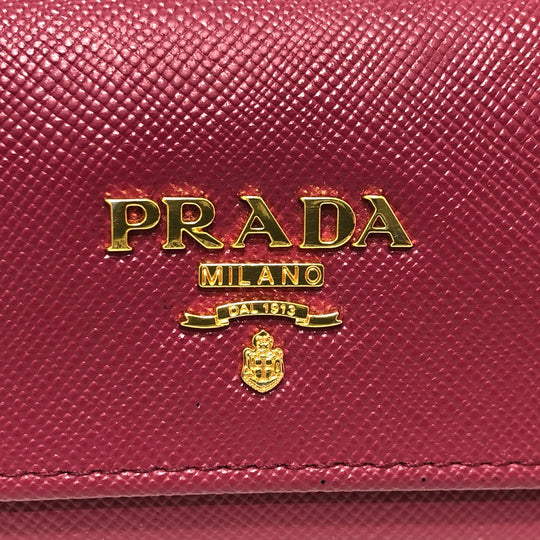 PRADA Key case Key holder  1M0223 Safiano leather pink logo