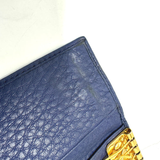 PRADA Key case Key holder 1PG222 leather blue triangle plate