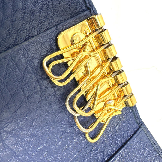 PRADA Key case Key holder 1PG222 leather blue triangle plate