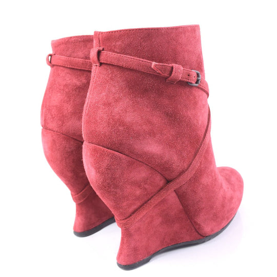 BOTTEGAVENETA Booties Suede Red boots Women 37 Used Authentic