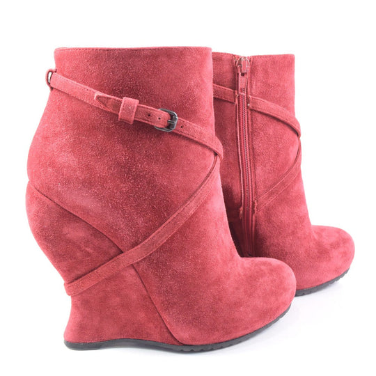 BOTTEGAVENETA Booties Suede Red boots Women 37 Used Authentic