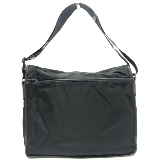 PRADA Shoulder Bag ‚u166 Nylon / leather black mens Used Authentic