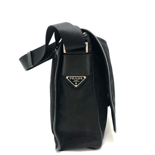 PRADA Shoulder Bag ‚u166 Nylon / leather black mens Used Authentic