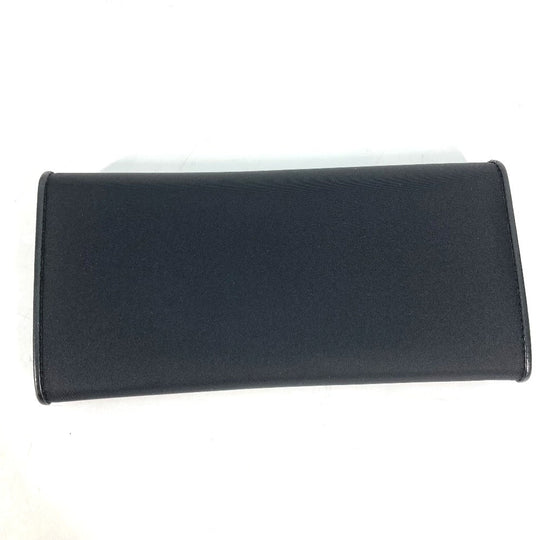 PRADA Folded wallet 1MH132 Nylon canvas, leather black Long Wallet Business Card Case Triangle logo plate Women Used Authentic