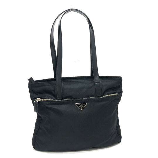 PRADA Tote Bag Nylon black Triangular plate Women Used Authentic