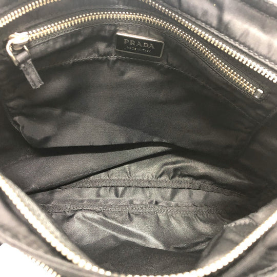 PRADA Tote Bag Nylon black Triangular plate Women Used Authentic